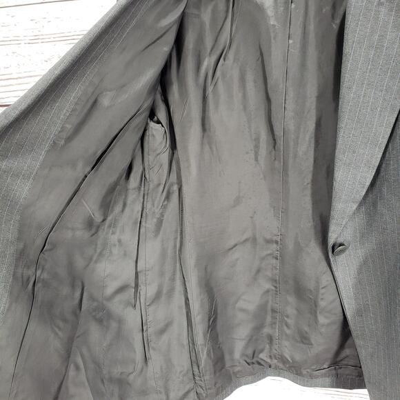 Lafayette 148 New York Gray Pinstriped 100%Wool Blazer Jacket Size 10 - Picture 7 of 15